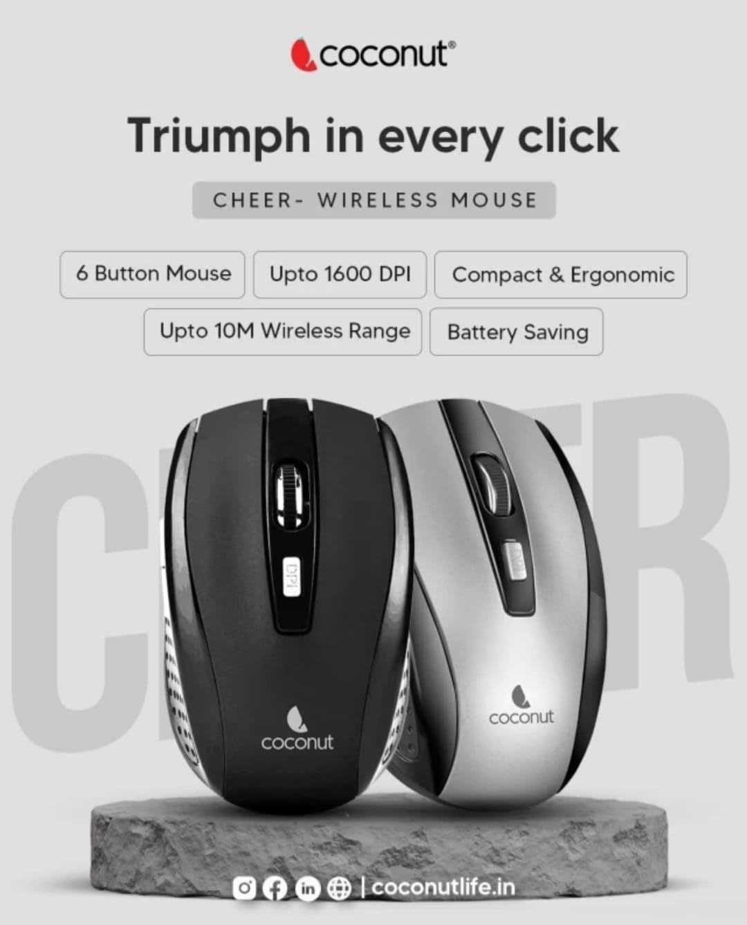 COCONUT WIRELESS MOUSE - CHEER WM18 COCONUT WIRELESS MOUSE - CHEER WM18