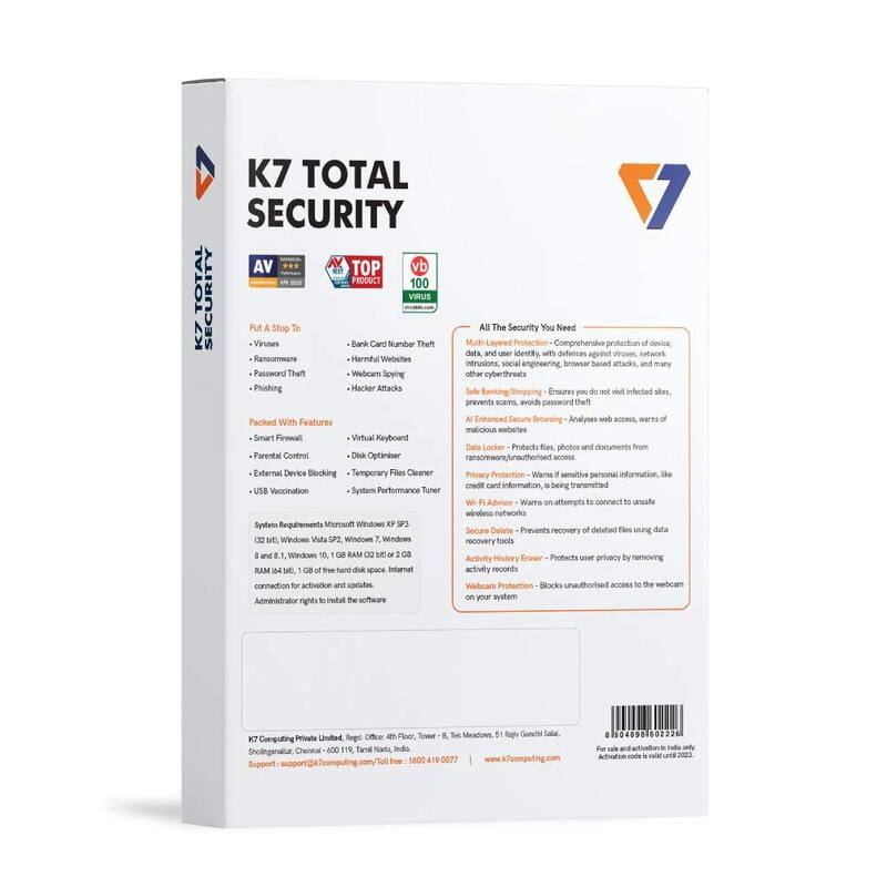 K7 TOTAL SECUIRITY 1 PC, 1 Year K7 TOTAL SECUIRITY 1 PC, 1 Year