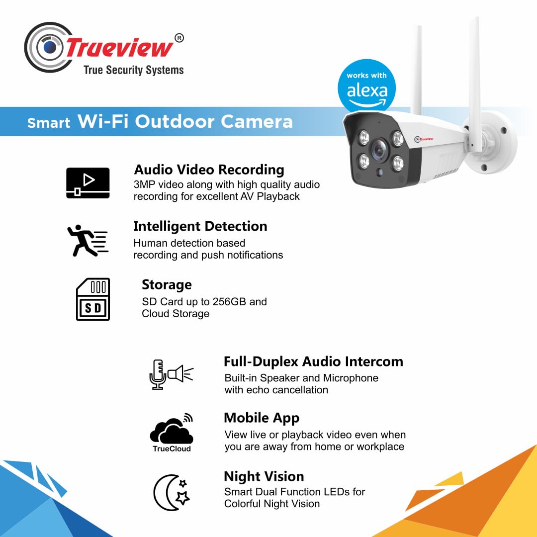 TRUEVIEW 3MP WIFI COLOUR BULLET CAMERA (T18077) TRUEVIEW 3MP WIFI COLOUR BULLET CAMERA (T18077)