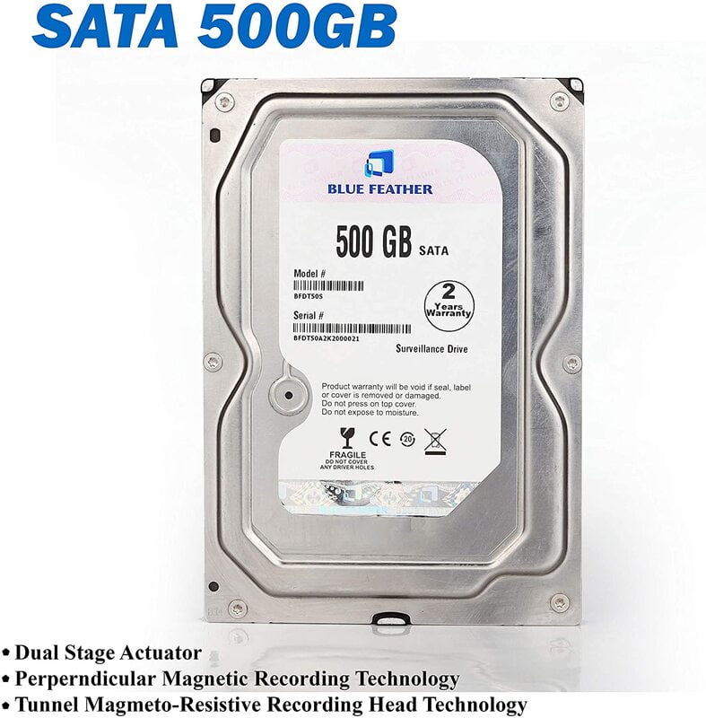 Blue Feather 500 Gb Surveillance Hard Disk Drive 3.5 Inch SATA Blue Feather 500 Gb Surveillance Hard Disk Drive 3.5 Inch SATA