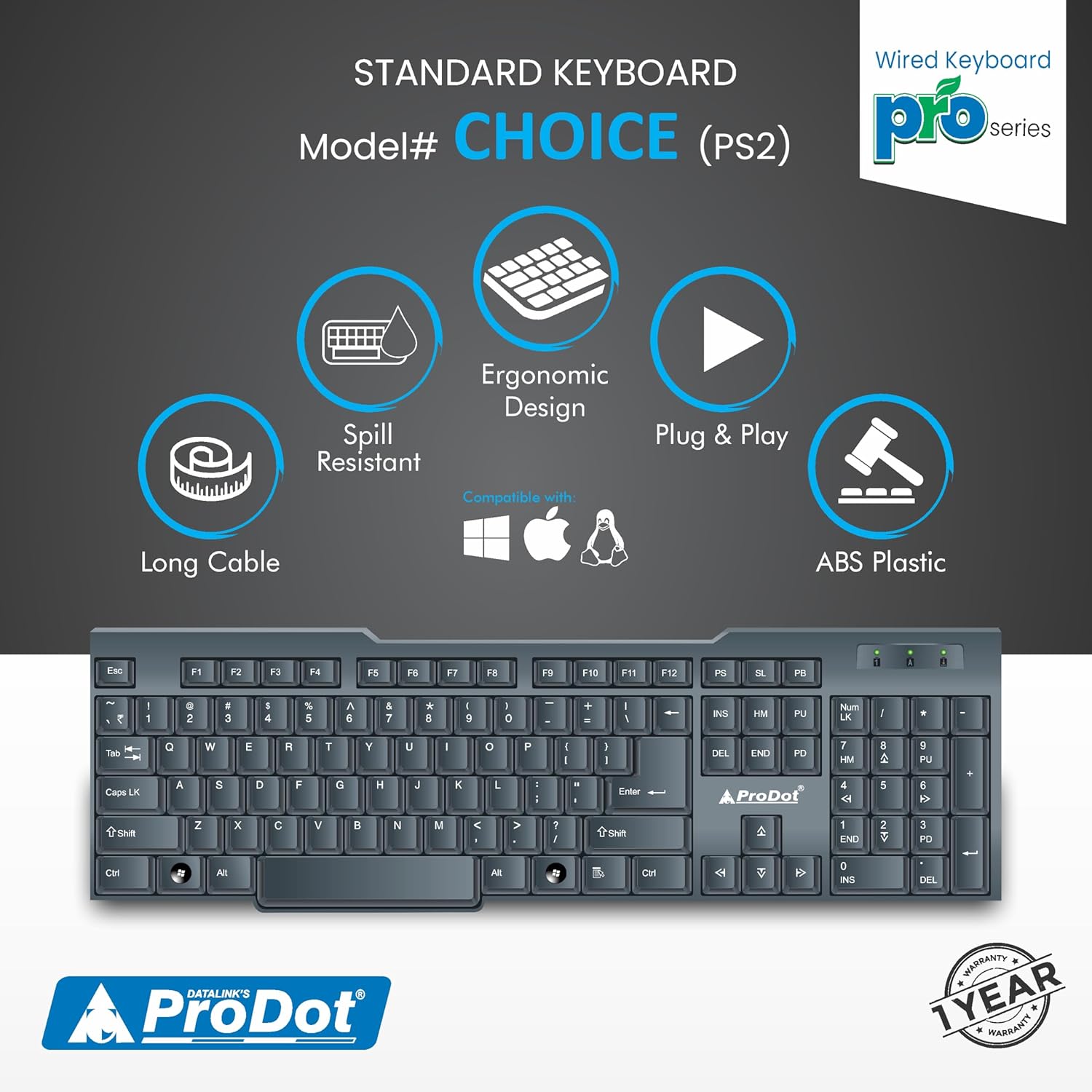 PRODOT PS2 KEYBOARD PRODOT PS2 KEYBOARD