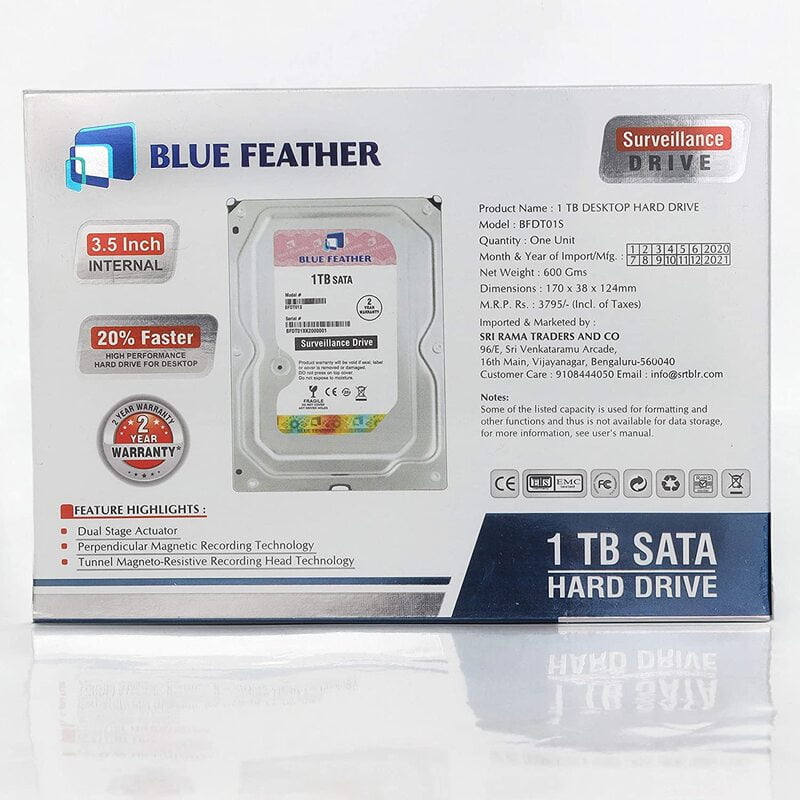 Blue Feather BFDT 1 TB Desktop, Surveillance Systems Internal Hard Disk Drive (BFDT01S) Blue Feather BFDT 1 TB Desktop, Surveillance Systems Internal Hard Disk Drive (BFDT01S)
