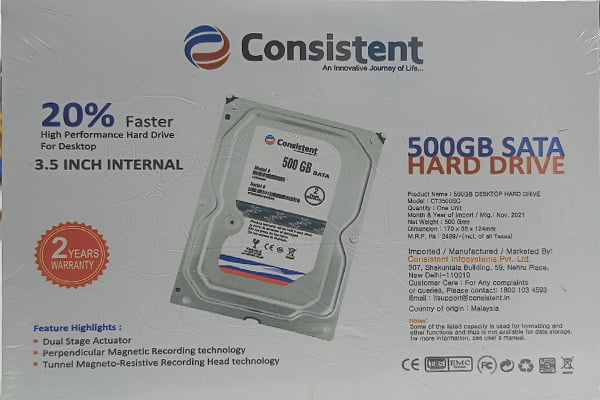 Consistent 500 GB Hard Disk Consistent 500 GB Hard Disk
