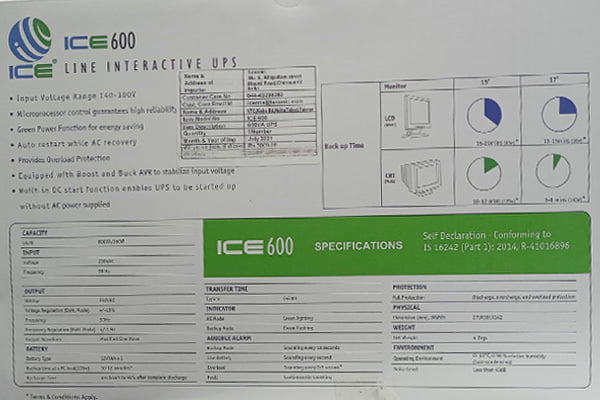 ICE LINE INTERACTIVE UPS ICE 600 ICE LINE INTERACTIVE UPS ICE 600