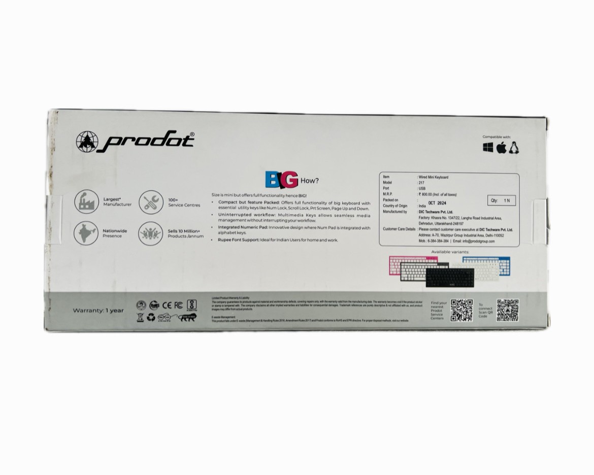PRODOT USB MINI KEYBOARD - 217 PRODOT USB MINI KEYBOARD - 217