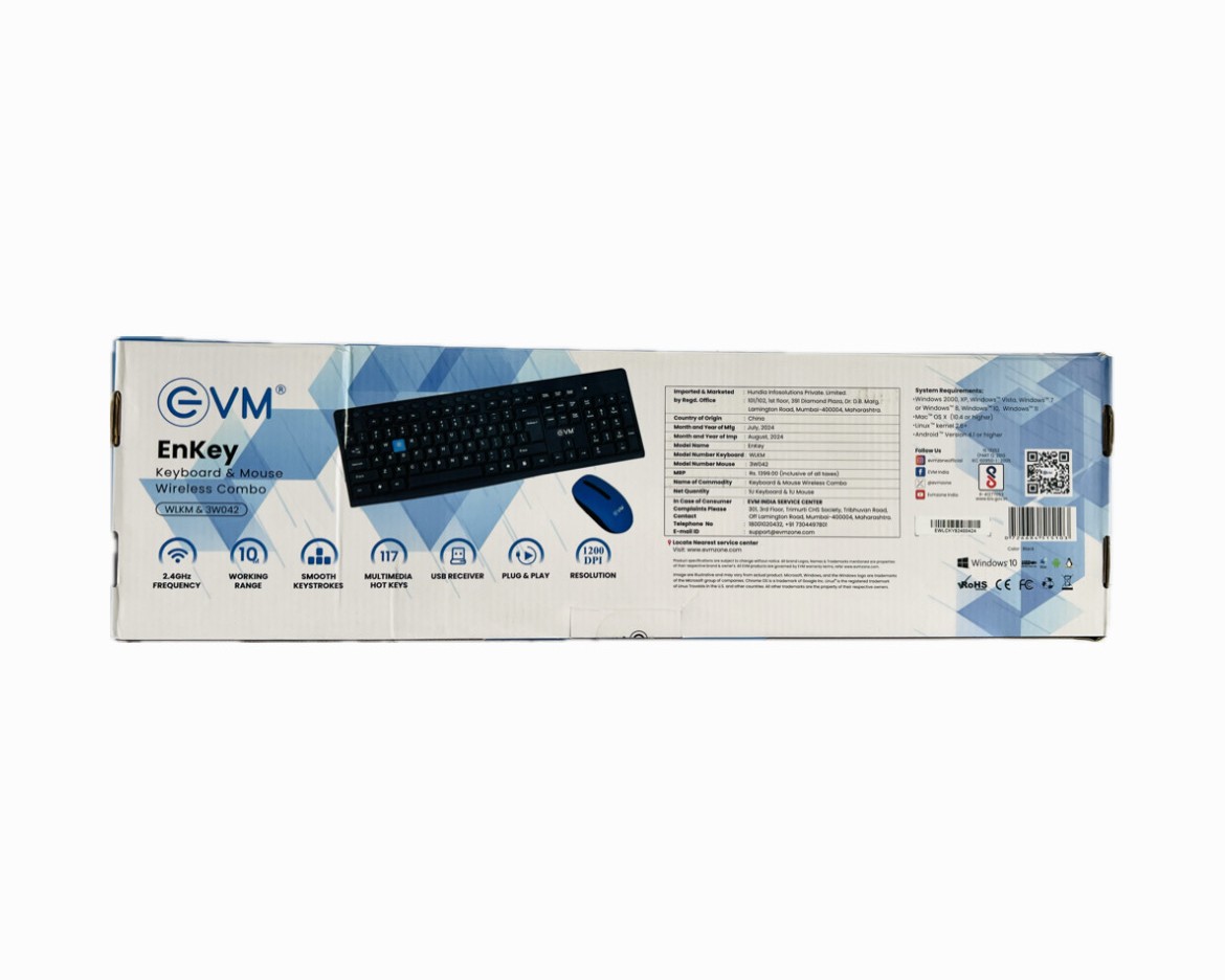 EVM WIRELESS KB & MOUSE COMBO Enkey WLKM & 3W042 EVM WIRELESS KB & MOUSE COMBO Enkey WLKM & 3W042