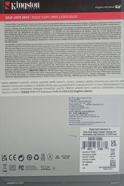 KINGSTON NV1 PCle NVMe m.2 1TB KINGSTON NV1 PCle NVMe m.2 1TB