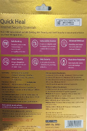 QUICK HEAL INTERNET SECURITY ESSENTIALS QUICK HEAL INTERNET SECURITY ESSENTIALS