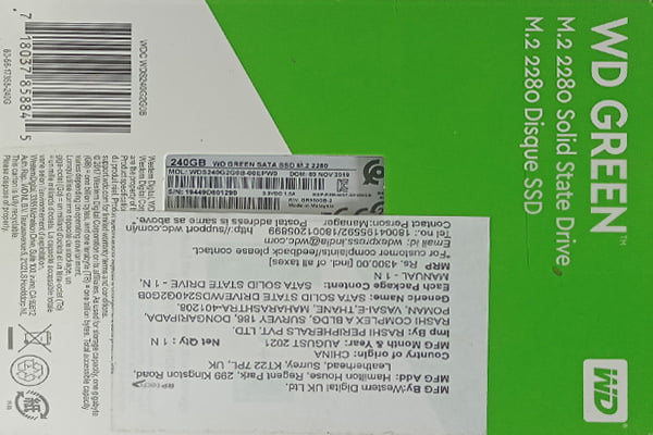 WD GREEN SATA SSD M.2 2280 SOLID STATE DRIVE 240 GB WD GREEN SATA SSD M.2 2280 SOLID STATE DRIVE 240 GB