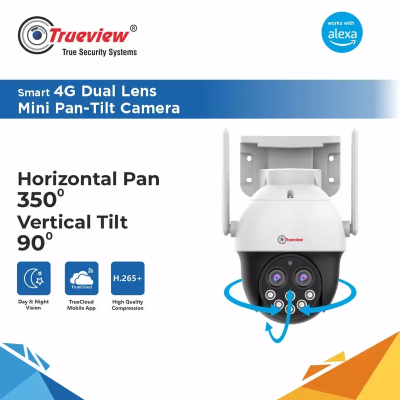 TRUEVIEW 4MP SMART DUAL LENS 4G PAN TILT CAMERA (T18155) TRUEVIEW 4MP SMART DUAL LENS 4G PAN TILT CAMERA (T18155)