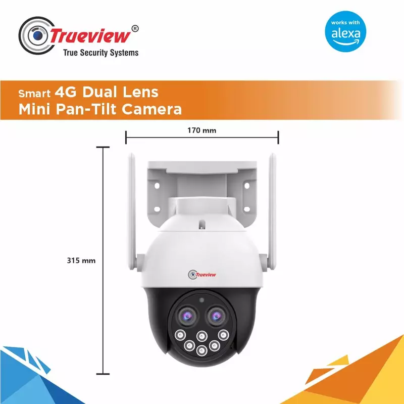 TRUEVIEW 4MP SMART DUAL LENS 4G PAN TILT CAMERA (T18155) TRUEVIEW 4MP SMART DUAL LENS 4G PAN TILT CAMERA (T18155)